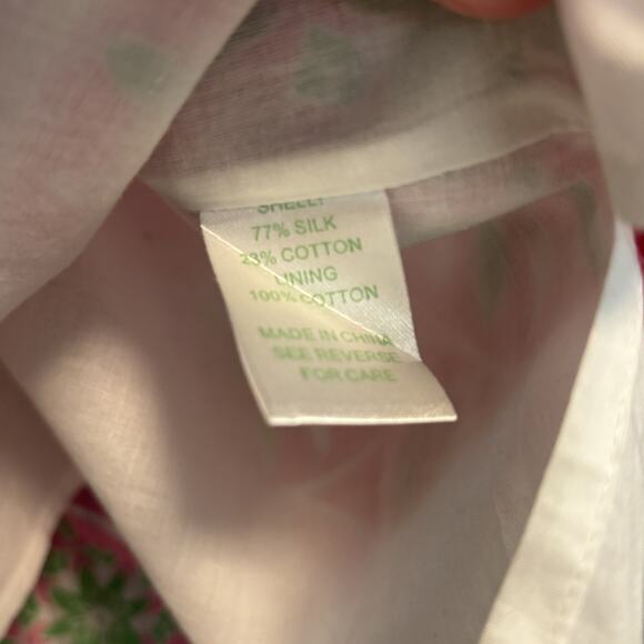 Lilly Pulitzer Shirt Womens 6 Pink Green Floral Silk Blend Sleeveless Blouse - Picture 11 of 12